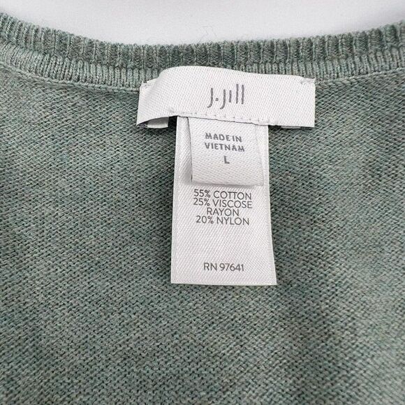 J Jill Green Round Neck Long Sleeve Pull Over Sweater Size Large Women's - Picture 3 of 4